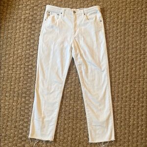 AG The Isabelle High Rise Straight Crop Raw Hem White Jeans sz 29R